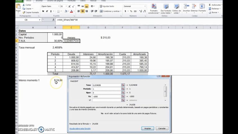 Cómo calcular el interés de un préstamo en Excel